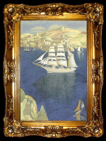 framed  Joseph E.Southall The White Barque at Fowey, ta009-2